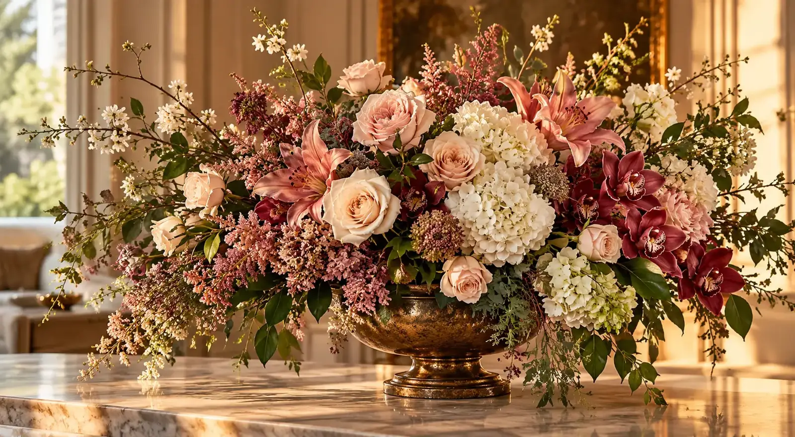 Arranjo floral exuberante
